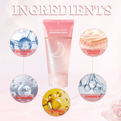 Hydrating Face Mask Reduces Sagging Collagen Overnight Firming Mask for Elasticity Dullness Wrapping Peel-Off Mask Skincare
