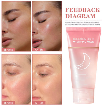Hydrating Face Mask Reduces Sagging Collagen Overnight Firming Mask for Elasticity Dullness Wrapping Peel-Off Mask Skincare