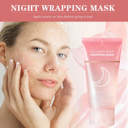 Hydrating Face Mask Reduces Sagging Collagen Overnight Firming Mask for Elasticity Dullness Wrapping Peel-Off Mask Skincare